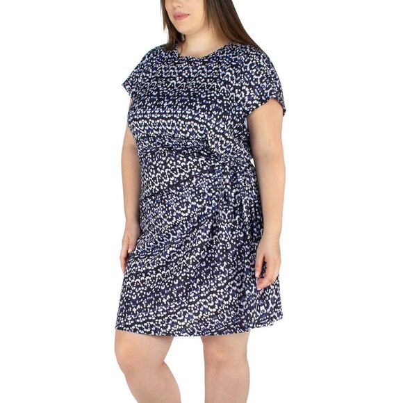 New Nicole Miller Women's Plus Twist Knot Lightweight Mini Dress - Picture 5 of 12
